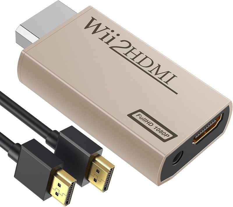 GANA Wii to HDMI Converter Adapter with Hdmi Cable Connect Wii Console to HDMI Display in 1080p Output Video with 3.5mm Audio Supports All Wii Display Modes Khaki - Image 1